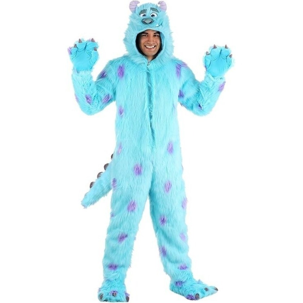 Disney Pixar Monsters Inc Sulley Costume Mens Blue Faux Fur Mascot Suit Large